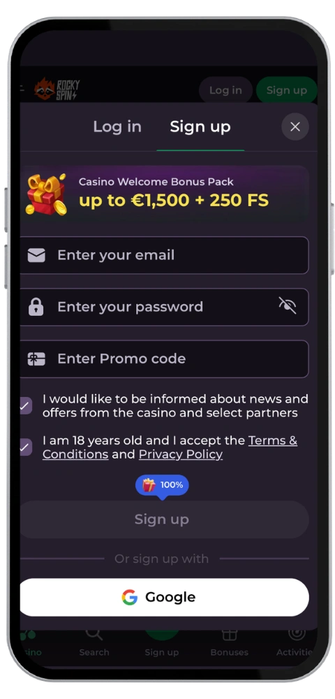 RockySpin register